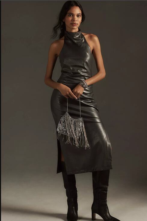 Anthropologie Dresses & Skirts - NWT Anthropologie Halter Sleeveless Black Midi Dress - Size XL